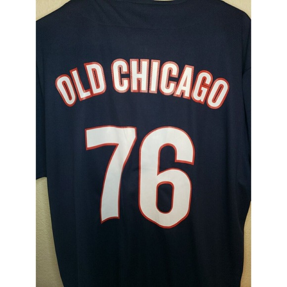 Old Chicago #76 SIZE 2X World Beer Tour Navy Blue Button Front Baseball Jersey - Picture 8 of 9